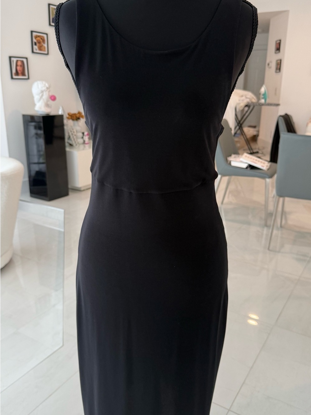 BCBG Sleek Black Sleeveless Midi Dress